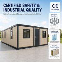 Maison conteneur extensible de 20 pieds avec murs entièrement vitrés, maison préfabriquée de luxe, structure en acier étanche pour cabane de vacances et logement saisonnier