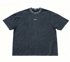 เสื้อยืดวินเทจผู้ชาย แขนสั้น ไซส์ใหญ่ ทรงโอเวอร์ไซส์ สีพื้น รับสกรีนโลโก้ แบรนด์แฟชั่น - Product Image 4