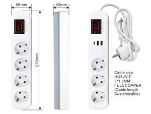 JJSVA FC4 QC3 USB VAプロテクター電源タップ延長ソケット 冷蔵庫用調整可能電圧電流プロテクタープラグソケット - Product Image 4