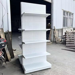 Étagères de supermarché en métal en gros d'usine, protection contre la corrosion, usage commercial, étagère blanche avec trou en H - Product Image 4