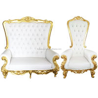 Fauteuils en bois massif à dossier haut, chaises de mariage dorées pour roi et reine, pour usage commercial et appartement