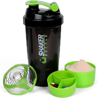 Bouteille de shaker de protéines portable anti-fuite personnalisée de 16 oz, bouteille d'eau de sport pour la remise en forme et la perte de poids