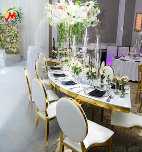 طاولة طعام مستديرة فاخرة من الفولاذ المقاوم للصدأ الذهبي للمناسبات والأعراس مع أرجل ذهبية من الفولاذ المقاوم للصدأ - Product Image 1