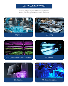Chip LED UV de 45 Mil y 10 Vatios, SMD6565, 4 Chips 4C1B 2S2P, 6V 12V Máx. 3A 60 °   30 °   Lente de Cuarzo Tipo Domo con Luz Negra UV-A para Sistema UVA - Product Image 5