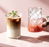 Gobelet en verre pour latte glacé de 380 ml, verre à café transparent en borosilicate de haute qualité, réutilisable, pour thé au lait, jus, verrerie pour café