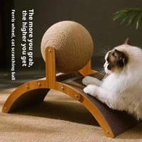 Griffoir interactif pour chat avec pont en arche et balles – Design élégant en bois et carton ondulé, hauteur 11,8 po, pour un exercice ludique