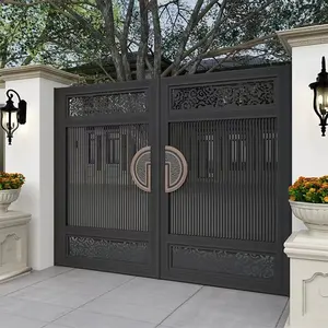 Son açık ana kapı tasarımları Modern özel Metal alüminyum otomatik salıncak kapısı ev alüminyum bahçe kapıları