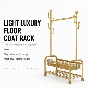 Porte-chaussures multi-niveaux à double rail blanc crème résistant à l'usure, organisateur roulant pour chambre familiale, porte-vêtements autoportant - Product Image 1