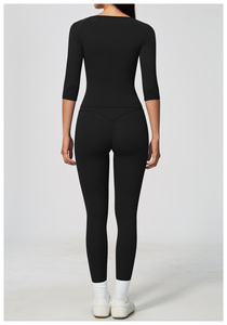 Conjunto de Yoga Casual a Rayas para Mujer, Sin Mangas, Leggings de Cintura Alta, Tejido Elástico de Spandex y Nailon, Ajuste Ceñido, Primavera/Verano - Product Image 6