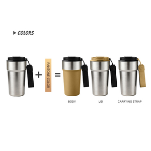แก้วกาแฟสแตนเลสสองชั้น ปราศจากสาร BPA พร้อมฝา PP พกพาสะดวก ขนาดกะทัดรัด 510 มล. เก็บความร้อน/เย็น สำหรับเดินทางไปโรงเรียน รับผลิตแบบ OEM - Product Image 5