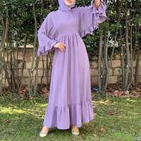 Robe Maxi décontractée à volants pour femmes, couleur unie, ourlet plié, manches amples, oversize, dubaï, Abaya, robe de soirée, vente en gros