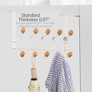 Sturdy Metal Over Door Wooden Hooks Organizer Rack for Hanging <b>Coats</b> Hats <b>Robes</b> Towels,Bathroom Bedroom Door Hangers - Product Image 6