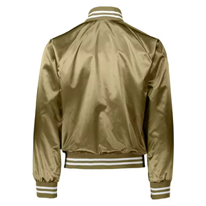 Men's Maroon Varsity <b>Jacket</b> Solid Color Turn-down Collar Regular Fit Casual Style Autumn Wear Polyester Shell Satin Lining - Product Image 6