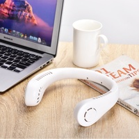 Ventilateur de cou portable personnel sans pales, pliable, rechargeable par USB, silencieux, 3 vitesses, commande par bouton en plastique