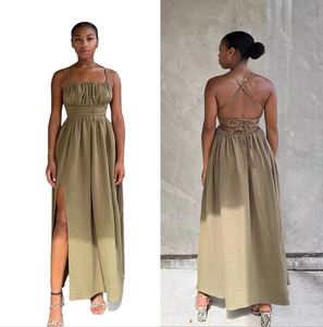 Nouvelle <span class=keywords><strong>Robe</strong></span> <span class=keywords><strong>Longue</strong></span> d'<span class=keywords><strong>Été</strong></span> 2026 en Stock, Modè<span class=keywords><strong>le</strong></span> Bretelles Fines, <span class=keywords><strong>Dos</strong></span> Nu, Fendue, Coupe Ajustée, Idéale pour les Vacances et la Plage - Product Image 1