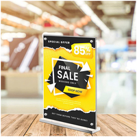Présentoir publicitaire de taille personnalisée A5 A6 Menu de table en forme de T Transparent A4 Porte-affiche magnétique puissant en acrylique pour le bureau