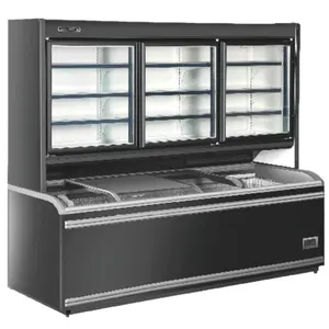 Refrigerador de vidro transparente, equipamento de geladeira para superfície, porta de vidro, armário combinado, exibição, geladeira, congelado