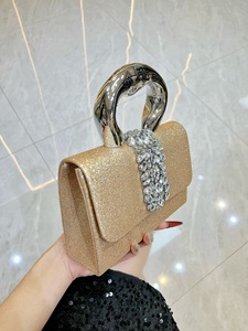 Cross-border New Shiny Elegant Polyester Women's Light Luxury Dinner <b>Clutch</b> Chain Magnetic Buckle High-end Crossbody Bag Tanjing - Product Image 2