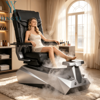 Chaise de pédicure de luxe noire pour salon de manucure, avec massage des pieds, accoudoirs et fonction électrique