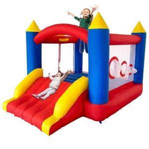 Château gonflable THUY LINH avec toboggan 275x215x225cm, installation facile - Petit château gonflable pour le plaisir en plein air des tout-petits et des enfants - Product Image 2