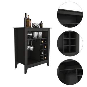 DB New Canaan Armario Bar de 6 Botellas con 1 Cajón y 1 Estante Negro Wengue - Product Image 3