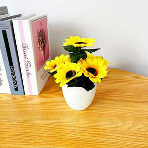 Plante artificielle de tournesol en pot, fleurs en soie, décoration intérieure en plastique, ornement, origine Chine Q-300 - Product Image 3