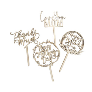 ที่เสียบเค้กไม้ลายน้ำผึ้งและรสหวาน ขอบคุณแม่ อะคริลิค ของตกแต่งเค้กวันแม่ - Product Image 4