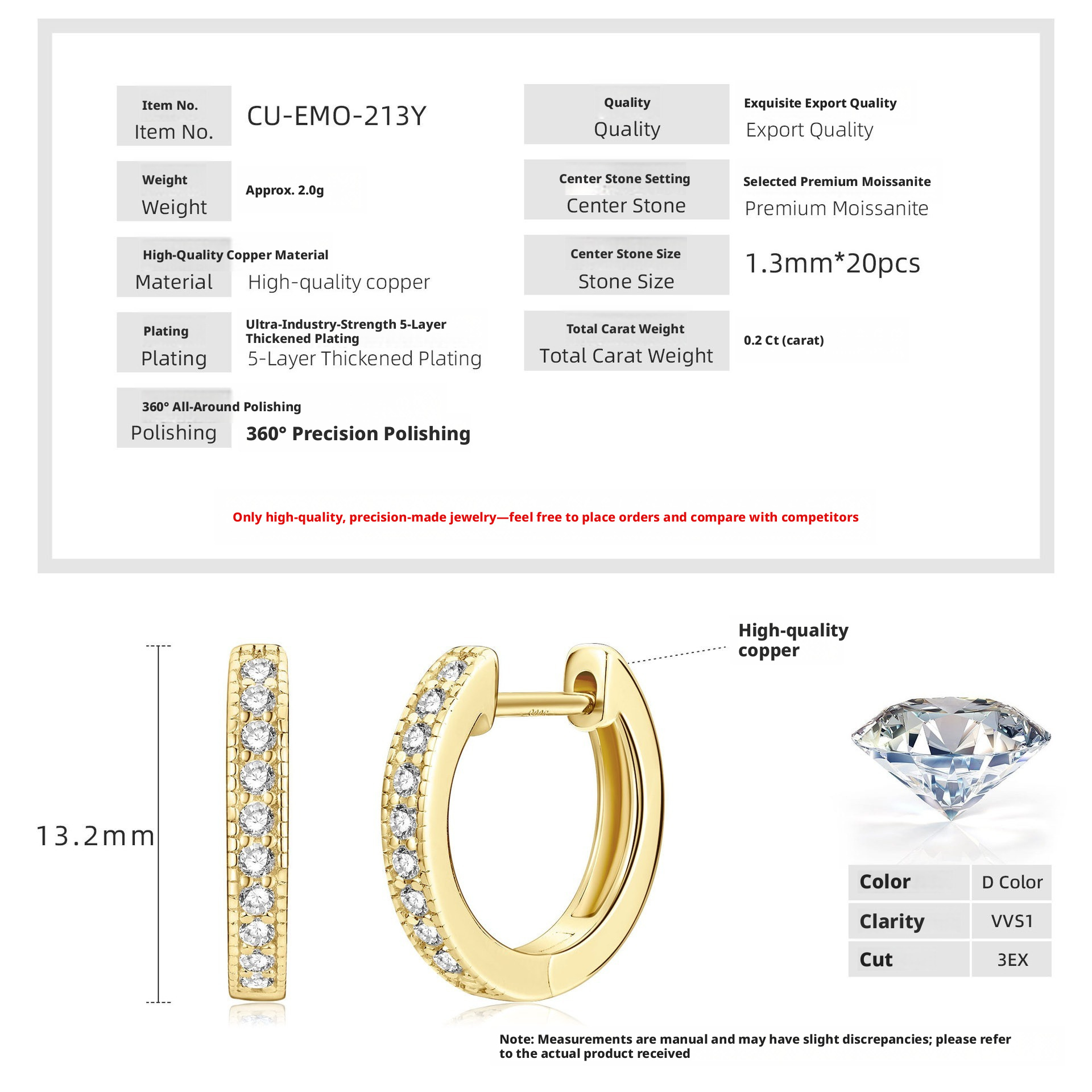 Single row earrings[KWhite]