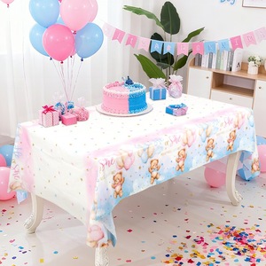 <span class=keywords><strong>Tovaglia</strong></span> in <span class=keywords><strong>Plastica</strong></span> PE Impermeabile e Antimacchia per Festa di Rivelazione del Sesso del Bambino, <span class=keywords><strong>Blu</strong></span> e Rosa - Product Image 3