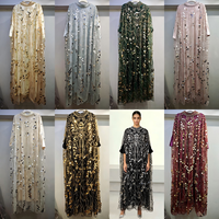 Robe Kaftan Modeste en Chiffon de Dubaï, Fabrication OEM, Robe Longue Maxi Romantique à Manches Longues avec Dentelle Rose 3D et Perles, Tenue de Cérémonie pour Invitée de Mariage ou de l'Aïd
