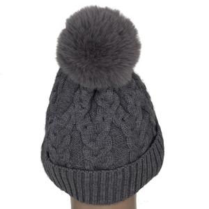 Gorro de invierno Unisex con logotipo bordado y Pompón, gorro de punto personalizado con logotipo personalizado, venta al por mayor - Product Image 3