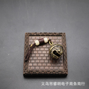 Brass Taotie Small Bell Pendant 27mm Length 26mm Width For <b>Car</b> Keychain Pet Necklace Chinese Style Decorative Accessory - Product Image 5