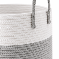 Grand panier à linge pliable en corde de coton bicolore de 80 L avec poignées pour la chambre d'enfant, la salle de bain et la décoration intérieure