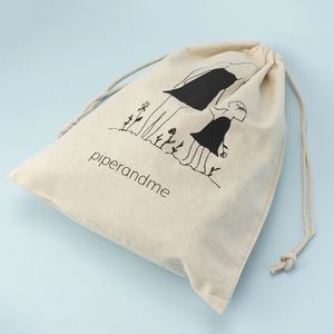 Sac de shopping promotionnel en coton et lin avec impression de logo personnalisé, pochette à chaussures en mousseline de coton avec cordon de serrage pour sac à main - Product Image 4
