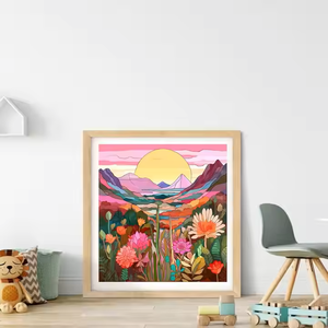 SONGWOOART peint à la main 5D diamant peinture Kit imprimé Style classique couchers de soleil fleurs montagnes Art mode Style classique - Product Image 3
