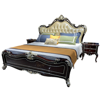 Lit double en bois massif de grande taille, meubles de chambre à coucher en cuir de luxe, cadre de lit en bois royal