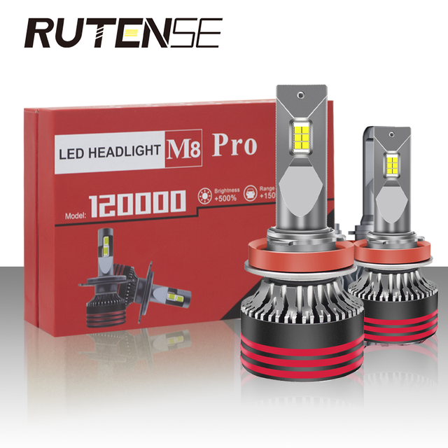 RUTENSE Super Hot Selling M8 Pro Car Led Headlights Auto Led Bi Projector Len Car Lights Bulb H4 12V Universal