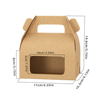 Boîte à emporter en papier jetable pour boulangerie avec fenêtre et poignée, boîte d'emballage alimentaire personnalisée pour gâteaux, pâtisseries et desserts