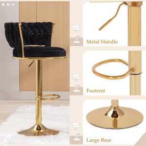 Sillas de Bar Altas de Estilo Industrial <span class=keywords><strong>con</strong></span> <span class=keywords><strong>Respaldo</strong></span> <span class=keywords><strong>Bajo</strong></span> Tejido, Color Negro y Dorado, para Bar o Pub, Muestras Gratuitas Disponibles en Estados Unidos - Product Image 5