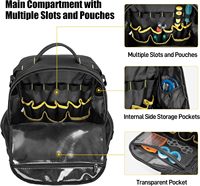 Sac à dos tactique en denim Rexmica pour hommes, 3 pochettes à outils, résistant à l'eau, épaulettes rembourrées, ceinture