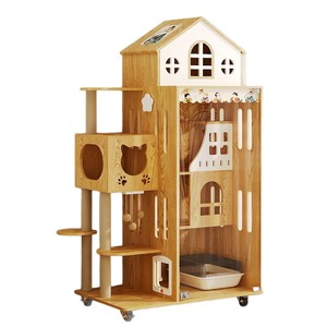 Casetta per Gatti in Legno Personalizzata, Villa per Gatti di Grandi Dimensioni, Torre per Gatti da Interno - Product Image 2