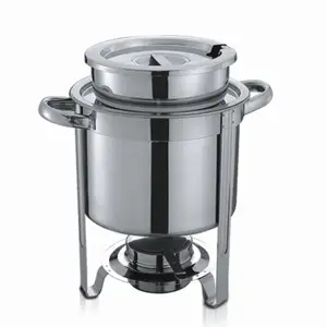 Hot Sale Stainless Steel 7L Round Double Soup Station 7 Liter Soup Chafer Barrel Buffet Soup Holder