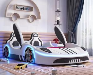 2025 Car Kids <b>Bed</b> Creative Cartoon Design with Guardrails & Storage Modern Minimalist Boys Toddler Race Car Theme Wood Bedroom - Product Image 6