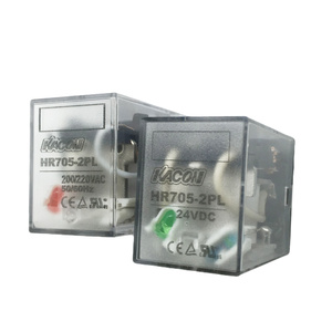 Relay Intermediet KACON HR705-2PL Seri 2A+2B/4A+4B 5A dengan Kontak Paduan Perak, Koil 24V, 8 Pin, Cina - Product Image 1