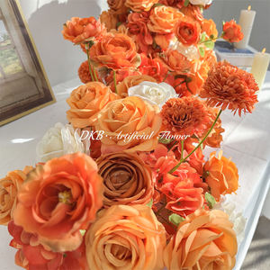 Chemin de table en fleurs de soie pour mariage, pour table rectangulaire de 8 pieds, vente en gros, chemin de table floral de luxe fait à la main - Product Image 3