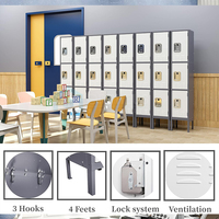 Casier américain à 3 niveaux avec porte pour le rangement des vêtements du personnel de bureau