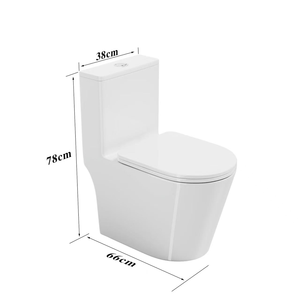 <span class=keywords><strong>Inodoro</strong></span> de Cerámica de Una Pieza Kawal, Antiobstrucción, Antiolores, Antisalpicaduras, Silencioso, Ahorro de Agua, Descarga por Sifón, Montaje en Suelo para Espacios Pequeños - Product Image 1