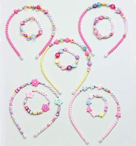 Pulsera con cuentas de helado de caramelo para niña, banda para el pelo con abalorios coloridos, envoltura para la cabeza - Product Image 1