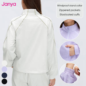 Chaqueta Deportiva Janya Cortavientos de Nailon para Mujer, Cuello Alto, Manga Larga, Ajuste Holgado, Bloques de Color, Secado Rápido y Transpirable - Product Image 3