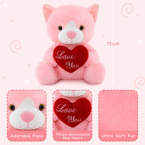 Peluche de Gato Rosa al por Mayor, Juguete de Peluche en Forma de Corazón para Niños, Regalo de Cumpleaños, San Valentín, Navidad, Decoración para el Hogar y el Dormitorio - Product Image 2